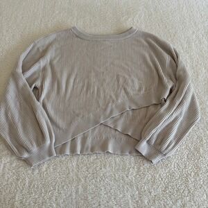 Lululemon Ribbed Reversible Crossover Sweater Women's 12 Greige Cashmere‎ blend